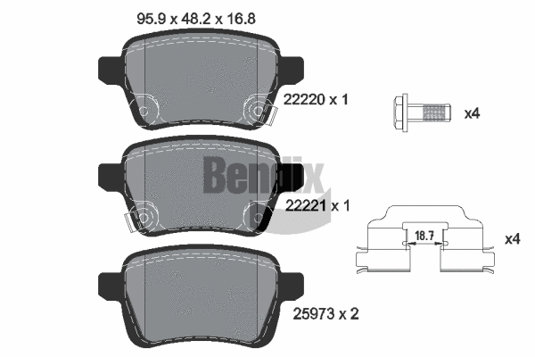 BPD1504 BENDIX Braking Комплект тормозных колодок, дисковый тормоз (фото 1)