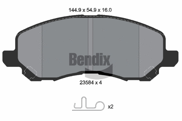 BPD1505 BENDIX Braking Комплект тормозных колодок, дисковый тормоз (фото 1)