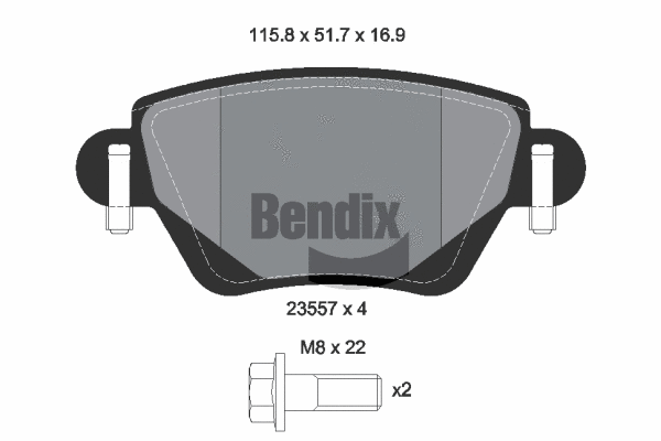 BPD1509 BENDIX Braking Комплект тормозных колодок, дисковый тормоз (фото 1)