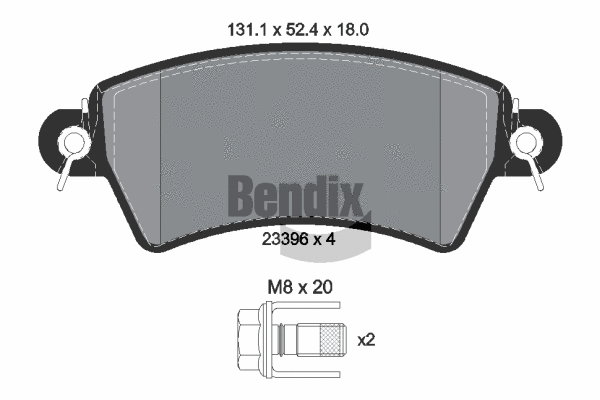 BPD1515 BENDIX Braking Комплект тормозных колодок, дисковый тормоз (фото 1)