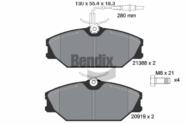 BPD1519 BENDIX Braking Комплект тормозных колодок, дисковый тормоз (фото 1)