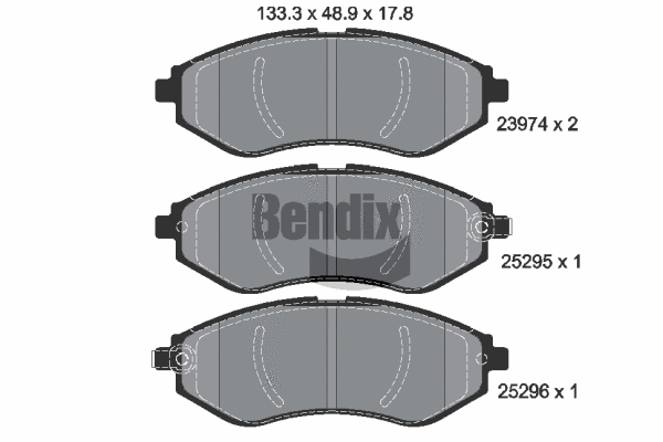 BPD1522 BENDIX Braking Комплект тормозных колодок, дисковый тормоз (фото 1)