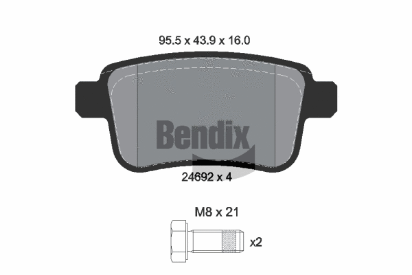 BPD1532 BENDIX Braking Комплект тормозных колодок, дисковый тормоз (фото 1)