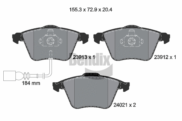 BPD1537 BENDIX Braking Комплект тормозных колодок, дисковый тормоз (фото 1)