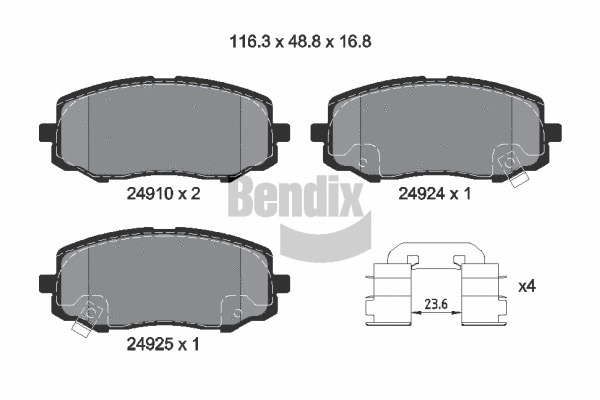 BPD1556 BENDIX Braking Комплект тормозных колодок, дисковый тормоз (фото 1)