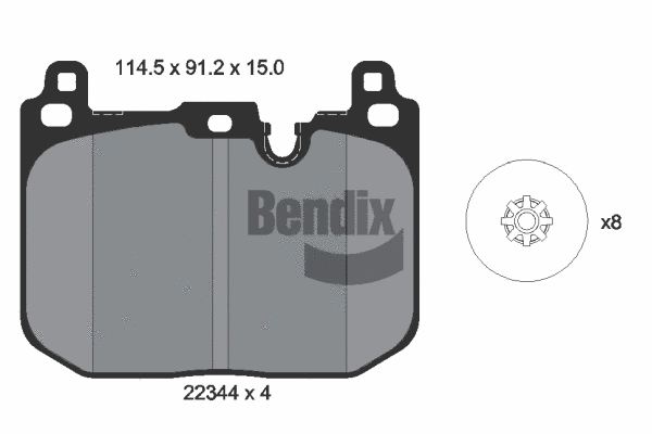 BPD1558 BENDIX Braking Комплект тормозных колодок, дисковый тормоз (фото 1)