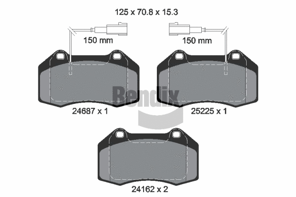 BPD1560 BENDIX Braking Комплект тормозных колодок, дисковый тормоз (фото 1)