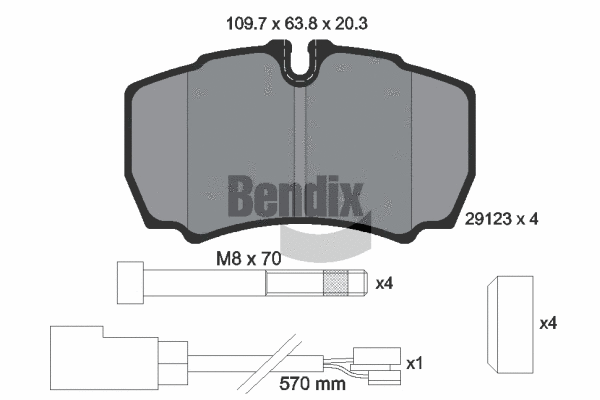 BPD1564 BENDIX Braking Комплект тормозных колодок, дисковый тормоз (фото 1)