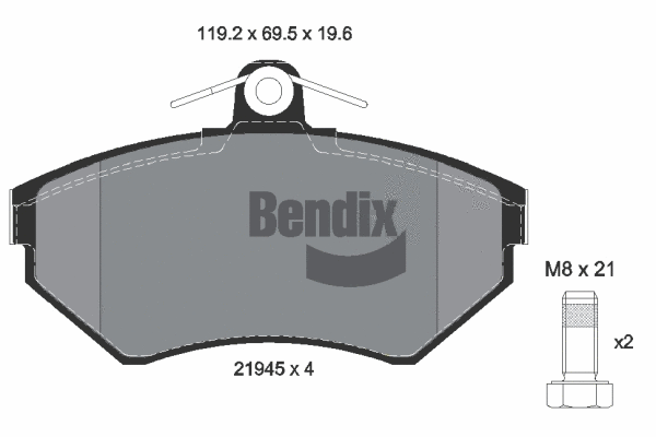 BPD1571 BENDIX Braking Комплект тормозных колодок, дисковый тормоз (фото 1)