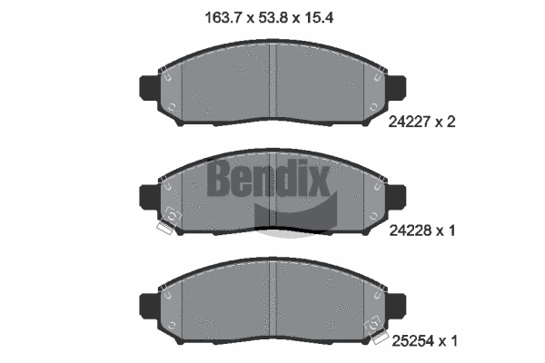 BPD1575 BENDIX Braking Комплект тормозных колодок, дисковый тормоз (фото 1)
