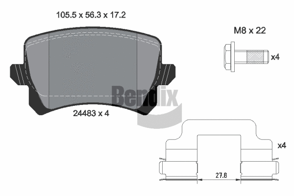 BPD1580 BENDIX Braking Комплект тормозных колодок, дисковый тормоз (фото 1)