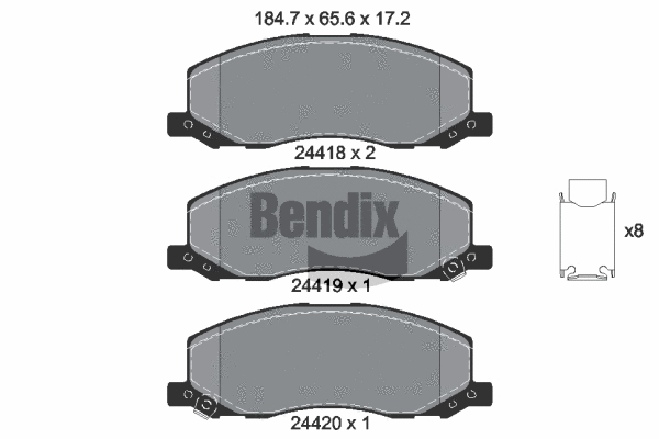 BPD1599 BENDIX Braking Комплект тормозных колодок, дисковый тормоз (фото 1)