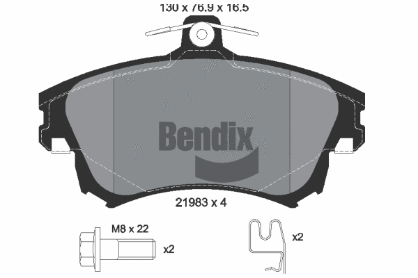 BPD1619 BENDIX Braking Комплект тормозных колодок, дисковый тормоз (фото 1)