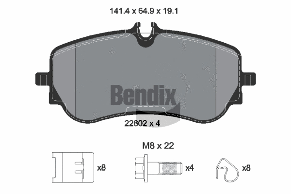 BPD1630 BENDIX Braking Комплект тормозных колодок, дисковый тормоз (фото 1)