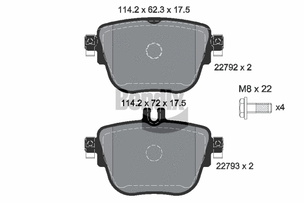 BPD1644 BENDIX Braking Комплект тормозных колодок, дисковый тормоз (фото 1)