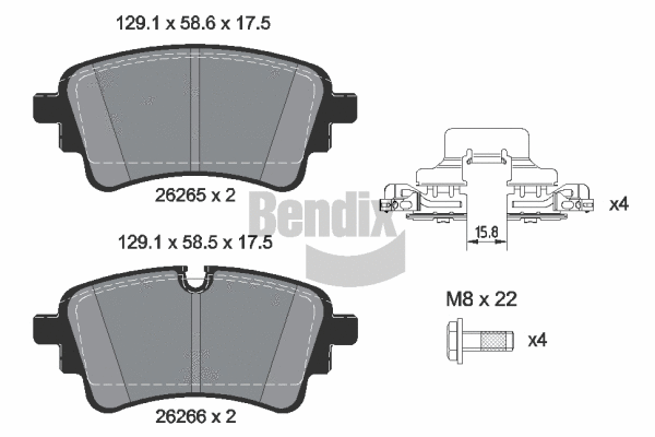 BPD1646 BENDIX Braking Комплект тормозных колодок, дисковый тормоз (фото 1)