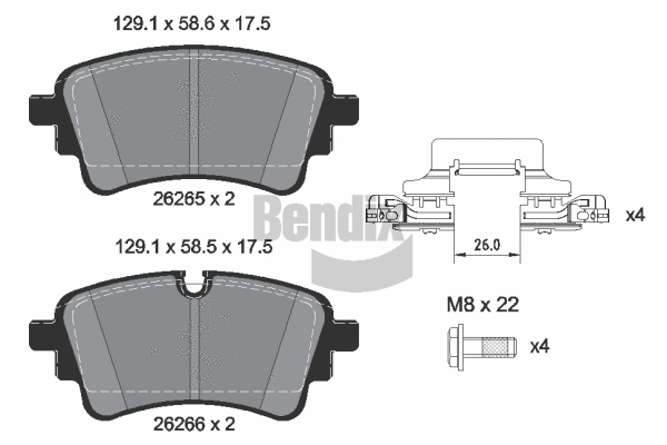 BPD1648 BENDIX Braking Комплект тормозных колодок, дисковый тормоз (фото 1)