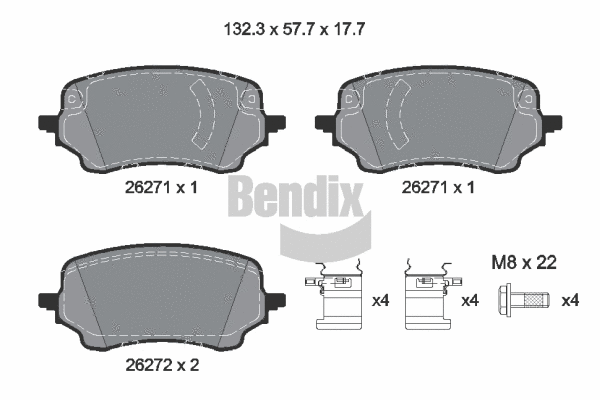 BPD1651 BENDIX Braking Комплект тормозных колодок, дисковый тормоз (фото 1)