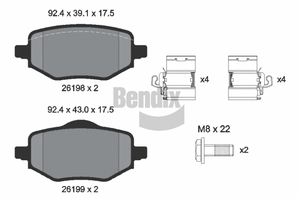 BPD1653 BENDIX Braking Комплект тормозных колодок, дисковый тормоз (фото 1)