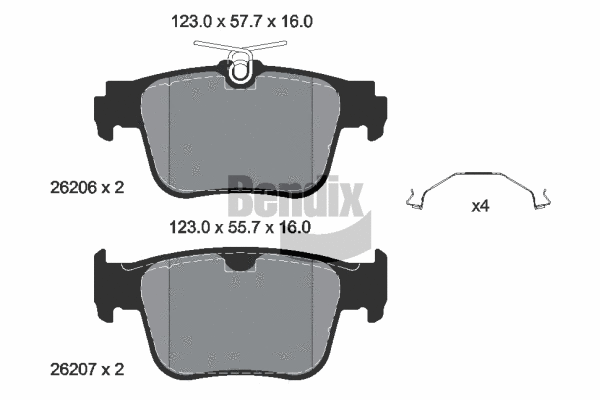 BPD1664 BENDIX Braking Комплект тормозных колодок, дисковый тормоз (фото 1)