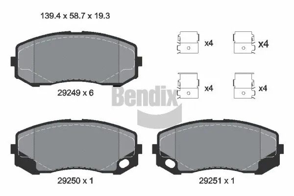 BPD2294 BENDIX Braking Комплект тормозных колодок, дисковый тормоз (фото 1)