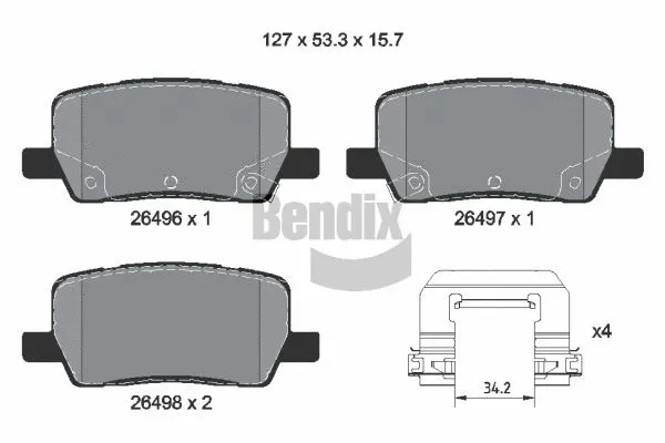 BPD2386 BENDIX Braking Комплект тормозных колодок, дисковый тормоз (фото 1)