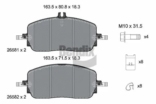 BPD2409 BENDIX Braking Комплект тормозных колодок, дисковый тормоз (фото 1)