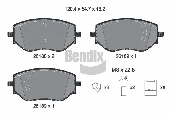 BPD2420 BENDIX Braking Комплект тормозных колодок, дисковый тормоз (фото 1)