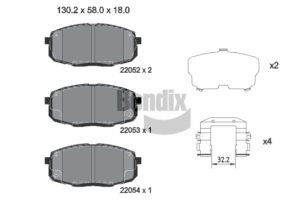 BPD2437 BENDIX Braking Комплект тормозных колодок, дисковый тормоз (фото 1)