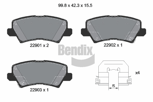 BPD2448 BENDIX Braking Комплект тормозных колодок, дисковый тормоз (фото 1)