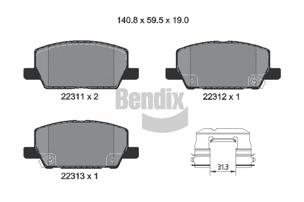 BPD2452 BENDIX Braking Комплект тормозных колодок, дисковый тормоз (фото 1)