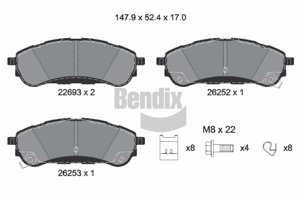 BPD2456 BENDIX Braking Комплект тормозных колодок, дисковый тормоз (фото 1)