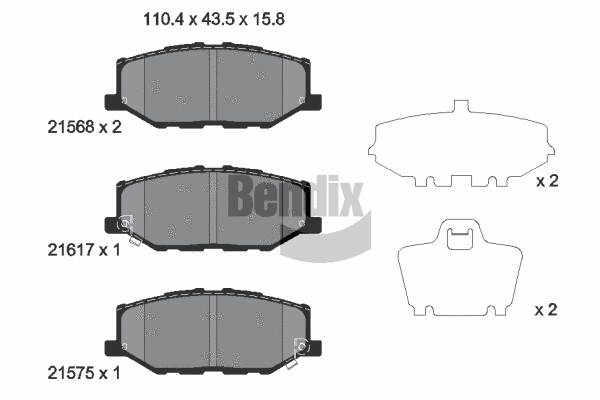 BPD2464 BENDIX Braking Комплект тормозных колодок, дисковый тормоз (фото 1)