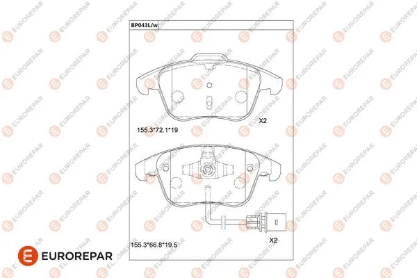1681215180 EUROREPAR Комплект тормозных колодок, дисковый тормоз (фото 1)