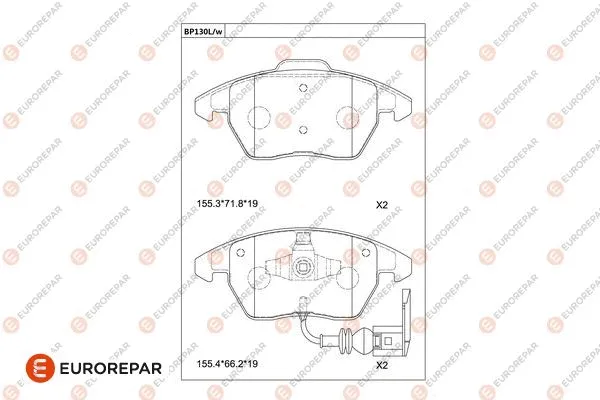 1681230680 EUROREPAR Комплект тормозных колодок, дисковый тормоз (фото 1)