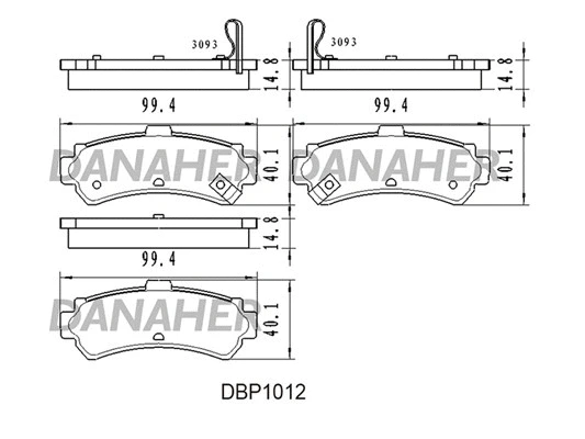 DBP1012 DANAHER Комплект тормозных колодок, дисковый тормоз (фото 1)