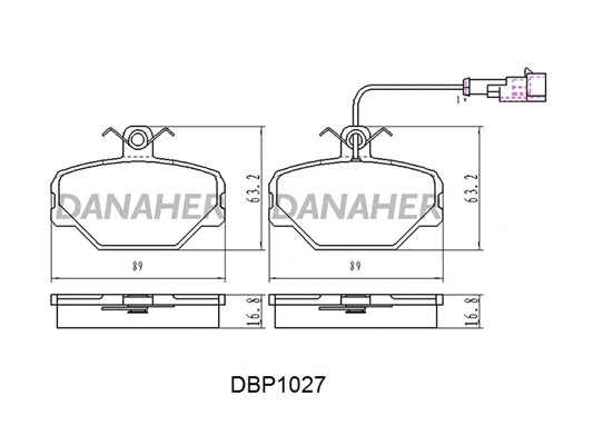 DBP1027 DANAHER Комплект тормозных колодок, дисковый тормоз (фото 1)