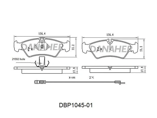 DBP1045-01 DANAHER Комплект тормозных колодок, дисковый тормоз (фото 1)