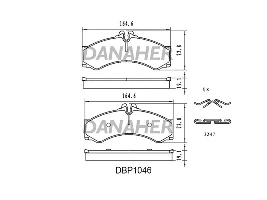 DBP1046 DANAHER Комплект тормозных колодок, дисковый тормоз (фото 1)