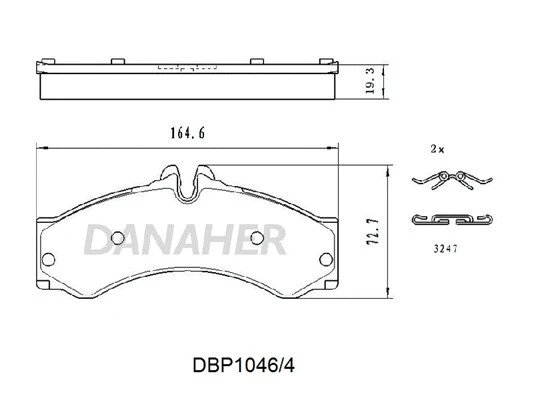 DBP1046/4 DANAHER Комплект тормозных колодок, дисковый тормоз (фото 1)