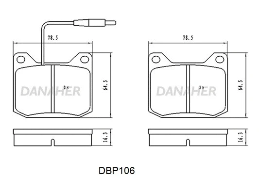 DBP106 DANAHER Комплект тормозных колодок, дисковый тормоз (фото 1)