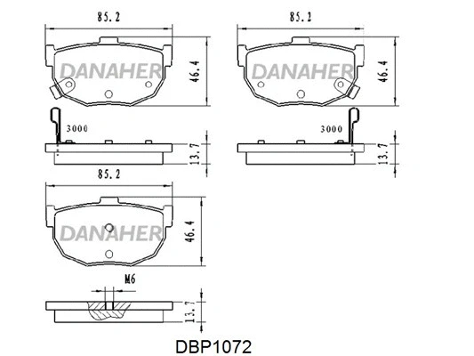 DBP1072 DANAHER Комплект тормозных колодок, дисковый тормоз (фото 1)