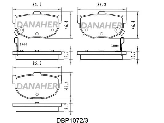 DBP1072/3 DANAHER Комплект тормозных колодок, дисковый тормоз (фото 1)