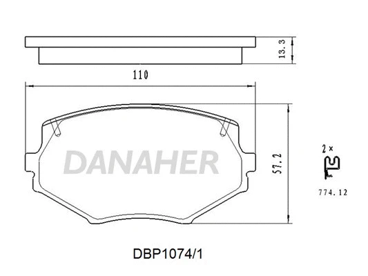 DBP1074/1 DANAHER Комплект тормозных колодок, дисковый тормоз (фото 1)