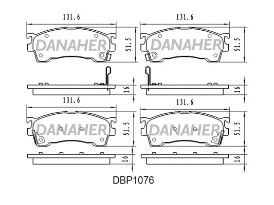 DBP1076 DANAHER Комплект тормозных колодок, дисковый тормоз (фото 1)