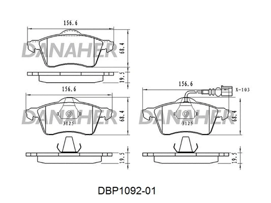 DBP1092-01 DANAHER Комплект тормозных колодок, дисковый тормоз (фото 1)