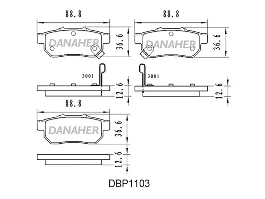 DBP1103 DANAHER Комплект тормозных колодок, дисковый тормоз (фото 1)