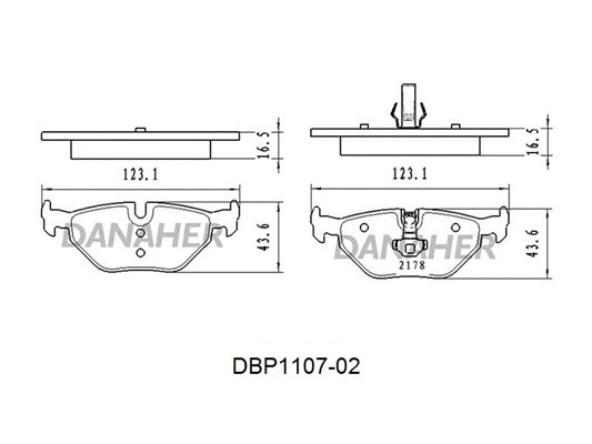 DBP1107-02 DANAHER Комплект тормозных колодок, дисковый тормоз (фото 1)