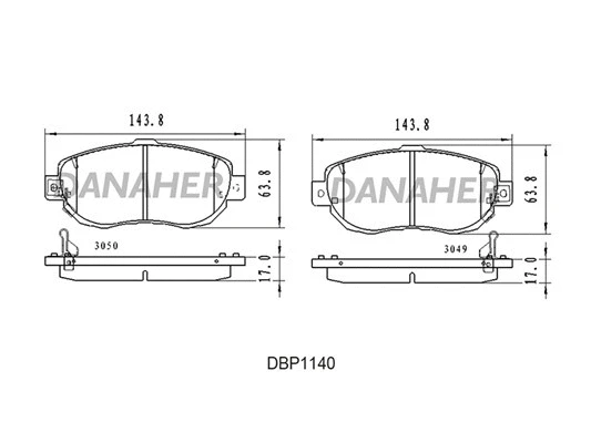 DBP1140 DANAHER Комплект тормозных колодок, дисковый тормоз (фото 1)