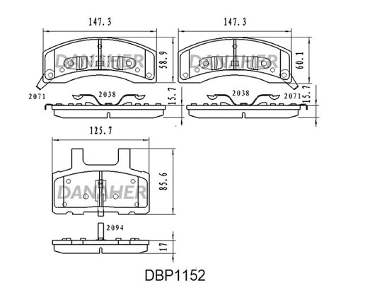 DBP1152 DANAHER Комплект тормозных колодок, дисковый тормоз (фото 1)